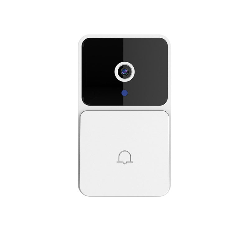 Wireless video doorbell mounted beside a front door