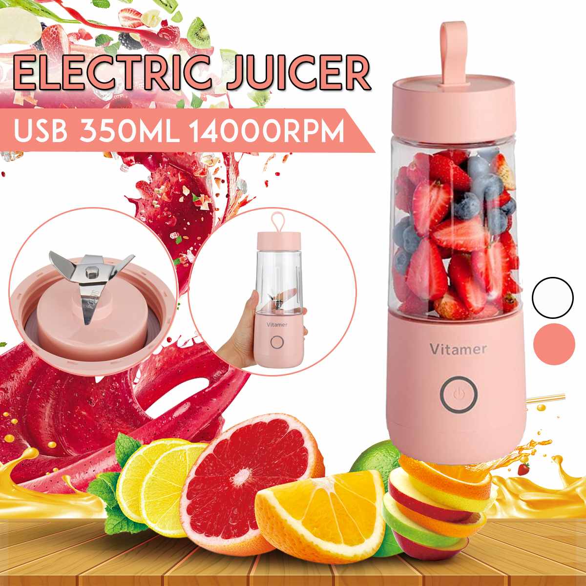 Portable USB rechargeable blender and smoothie maker