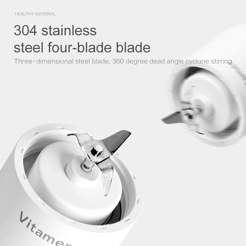 Portable blender stainless steel blades close-up