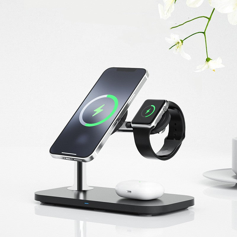 Magnetic 3-in-1 wireless charging station